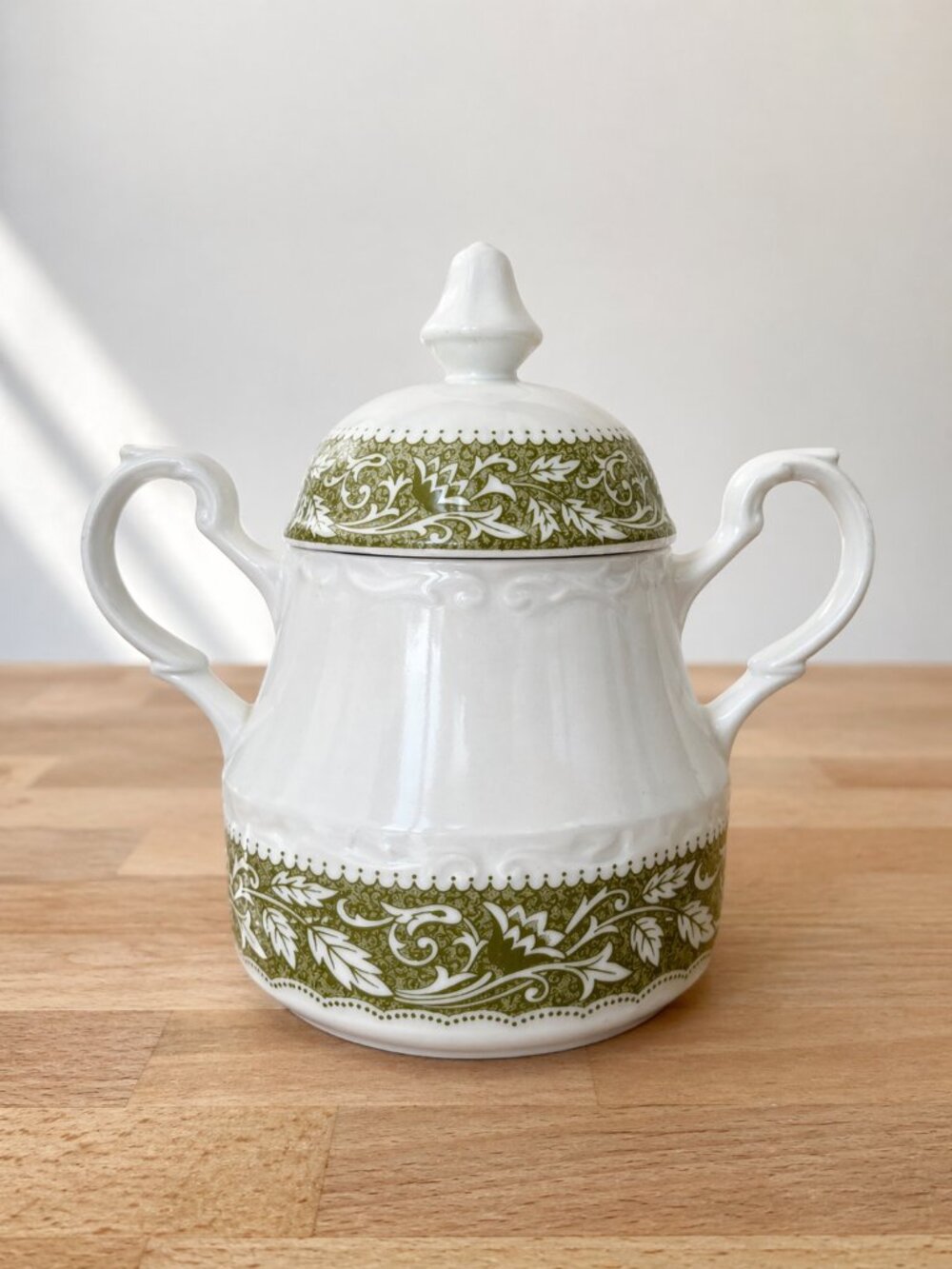 Vintage 1960's English Sugar Bowl Sterling Colonial Ironstone J&G Meakin